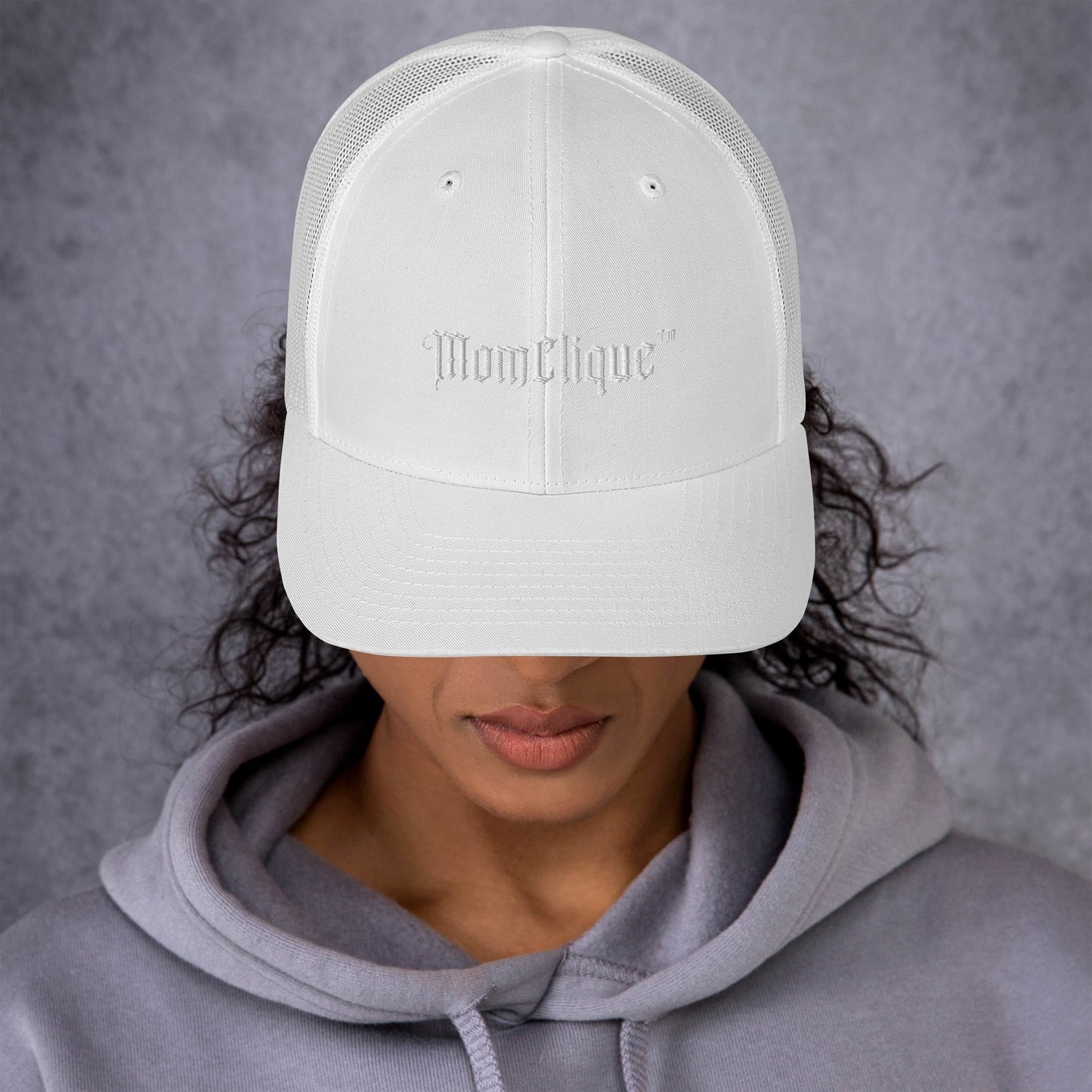 Triple White MomClique Trucker